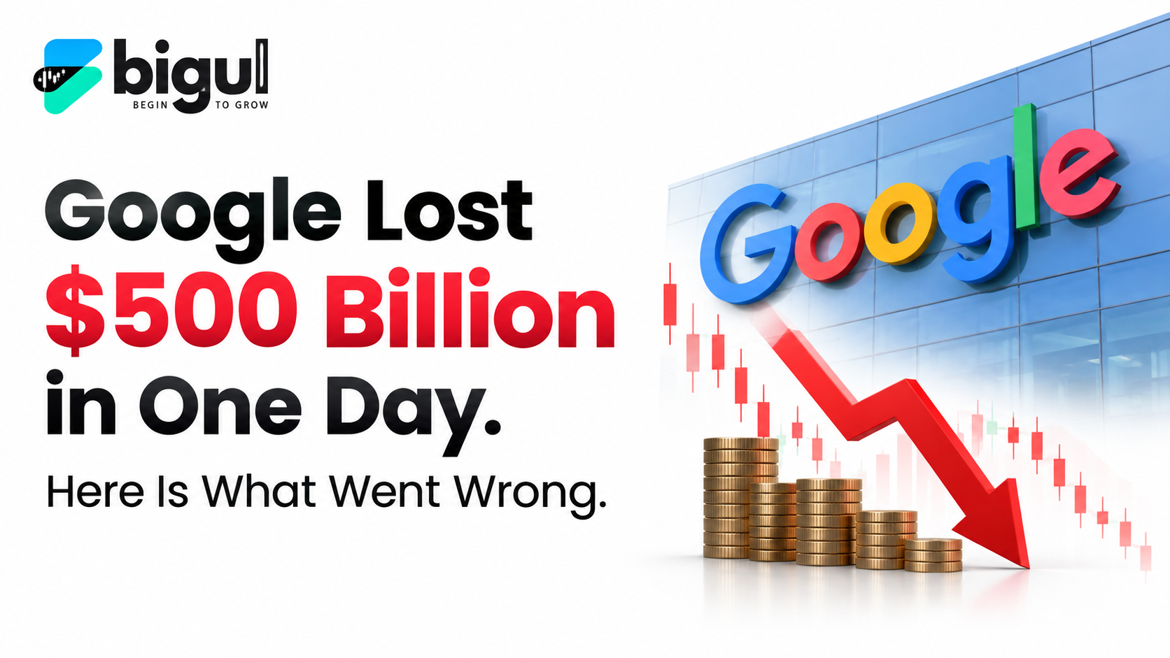 Alphabet stock falls 12% as AI spending and negative cash flow trigger a $500 billion market value loss.